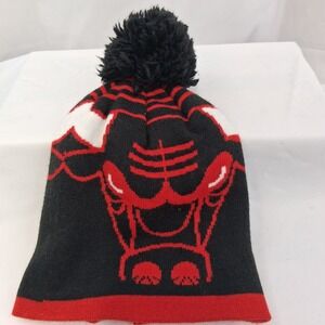 New Era Chicago Bulls Youth NBA Knit Pom Beanie Hat Black Red